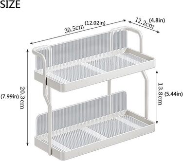 Кухня Металева акрилова чашка Стійка для зберігання, Стіл Спеції Приправа 2-х рівневий чайний сервіз для зберігання Органайзер для ванної кімнати (білий)