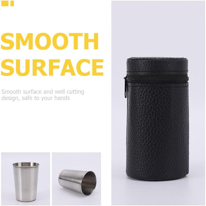 Набір портативних винних келихів Alasum з нержавіючої сталі 170 мл, 4 гладких чашки з кришкою, компактний, для кемпінгу та відпочинку на природі