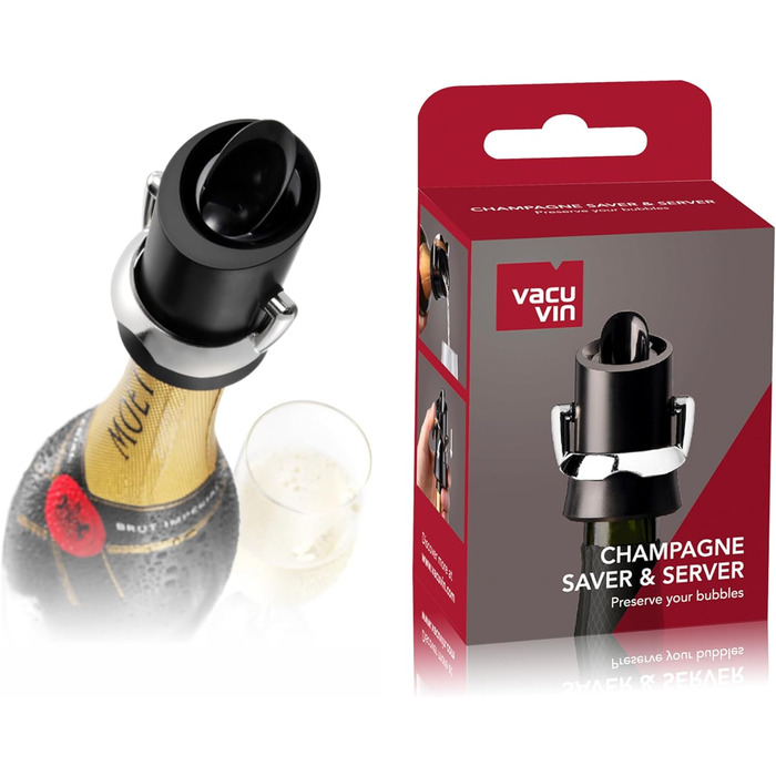 Пробка для шампанського з наливником і захистом від краплі, чорна, 18804606