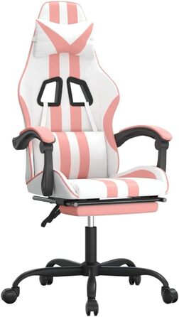 Ігрове крісло Owox, біле/рожеве, штучна шкіра, 57,5 x 59,5 x 121-131 см, регульована висота, функція нахилу, ергономічне 57,5 x 59,5 x (121-131) см (Ш x Г x В), рожеве