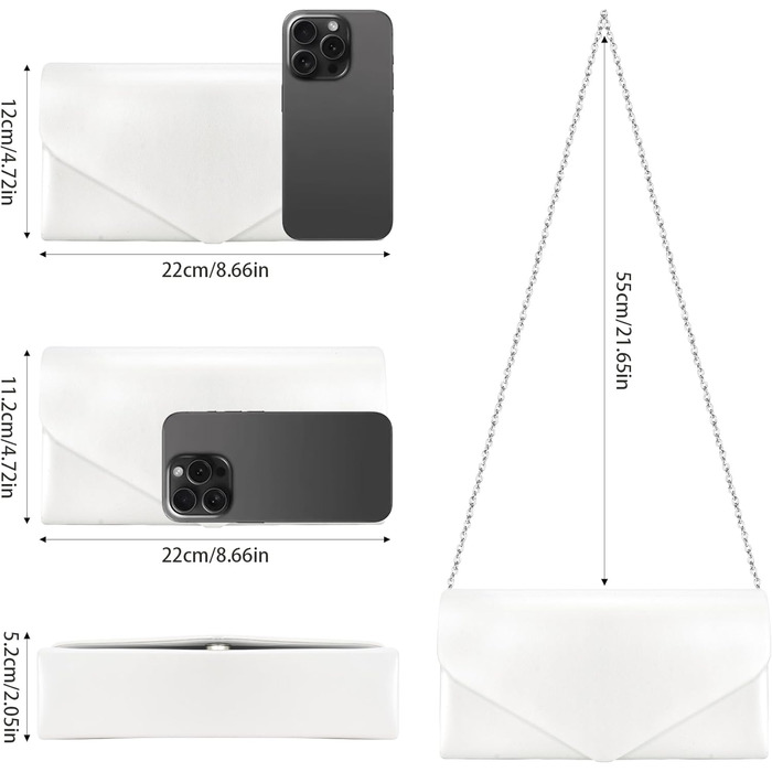 Клатч Larcenciel, елегантна шкіряна сумочка зі знімним ланцюжком, маленька вечірня сумочка-конверт для весілля, вечірки, банкету, біла