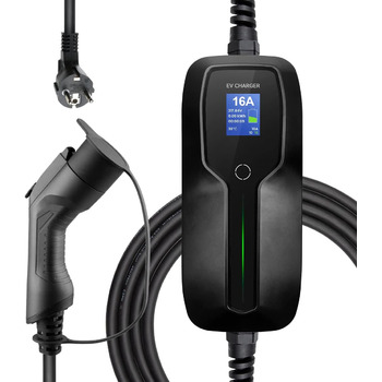 Портативний зарядний кабель для електромобілів з перемикачем 10/16А зарядний пристрій з екраном Schuko 2 pin EV зарядна станція SA