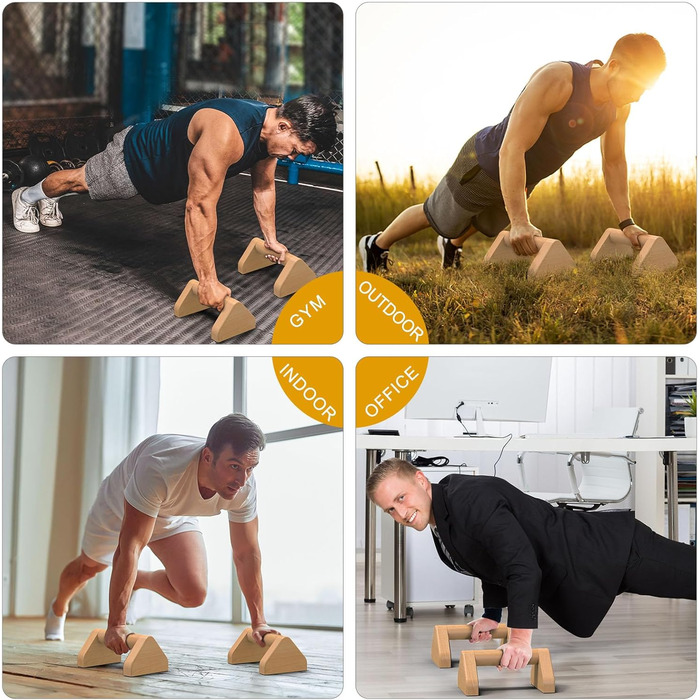 Дерев&39яні перекладини для віджимань Kipika 4-дюймові ручки для віджимань з бука для використання на підлозі, нековзка гумова основа, трикутні стійки для віджимань, домашнє фітнес-обладнання, ідеально підходить для віджимань, L-подібних положень, силових