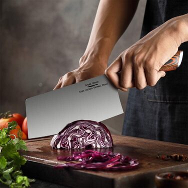 Рубаючий ніж шеф-кухарський ніж 7 дюймів, китайський кухонний ніж, рубаючий ніж з нержавіючої сталі з гострим лезом і ручкою з пак