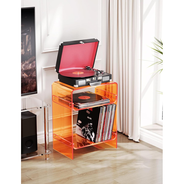 Акриловий журнальний столик, тумбочка біля ліжка, прозорий столик, для спальні-вітальні, 45 x 30 x 58 см (помаранчевий)