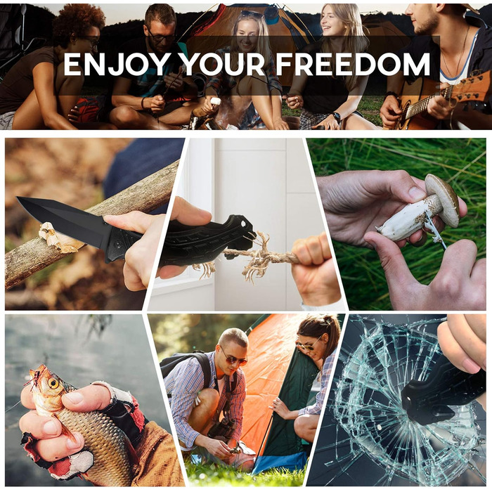 Надзвичайно гострий кишеньковий ніж 5-в-1 Багатофункціональний ніж з чорним лезом з нержавіючої сталі для активного відпочинку та