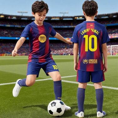 Комплект футбольної майки для дітей, домашня майка, футбольна майка для чоловіків та хлопчиків, тренувальна футбольна майка, футбольна футболка, шорти, шкарпетки та щитки для гомілок (24 B)