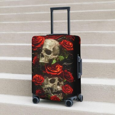Чохол для багажу BAFAFA з принтом Череп і троянди, еластичний захист від подряпин і пилу для валіз, чорний, розмір 85