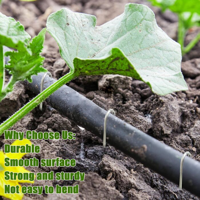 Скоби для крапельного зрошення, садові кілки J-подібної форми, 5-дюймові скоби для ландшафтного дизайну, штифти для крапельного зрошення (призначені для утримання крапельних трубок діаметром до 1/2 дюйма), для утримання крапельних трубок діаметром до 1,27