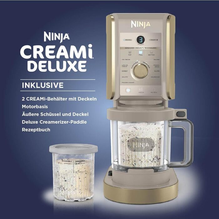 Морозивоnica Ninja CREAMi Deluxe з 2 контейнерами, Stone Gold NC502EUSTGD