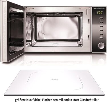 КАСО MG20 Керамічне меню 2-в-1 Мікрохвильова піч з грилем Керамічна основа та решітка для гриля на 2 рівні, гриль 900 Вт, 1000 Вт, 20 л, нержавіюча сталь, дзеркальна 20 літрів