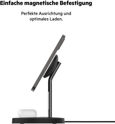 Бездротовий зарядний пристрій Belkin 2-в-1 з MagSafe, (15 Вт, зарядна підставка для iPhone для швидкої зарядки iPhone 14 серії, Ai