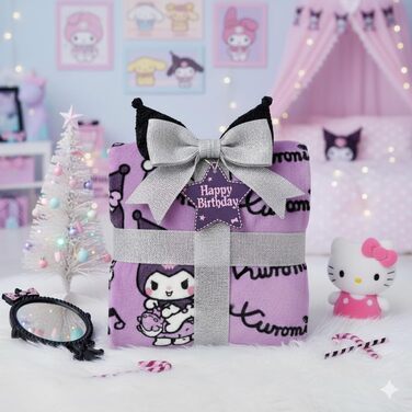 М&39яка ковдра з мікрофібри Kuromi Pink 130x170 см Кавайна ковдра для дівчаток або жінок, плед Sanrio для дивана або ліжка, оригінальна ідея подарунка на Різдво та День народження