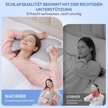 Подушка для шиї, подушка з піни з ефектом пам&39яті 60 x 40 см. Ортопедична подушка зі знімним чохлом - подушка з підтримкою шиї для комфортного сну - ергономічна подушка для сну на спині, боці та животі.