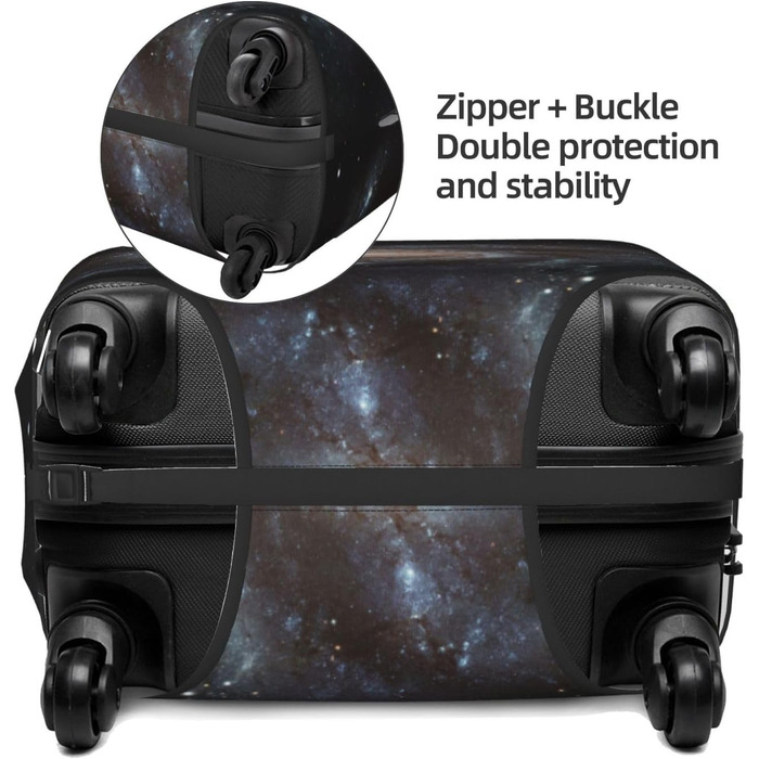 Чохол для багажу Космічна спіраль захисний еластичний чохол-обкладинка для валізи з принтом, чорний, розмір 90
