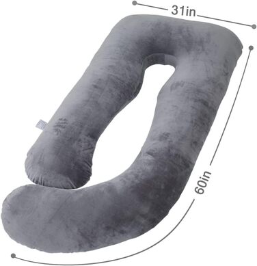 Подушка для вагітних AS AWESLING, U-подібна подушка для всього тіла, подушка для годування, подушка для підтримки та вагітності для вагітних зі знімним чохлом, темно-сіра