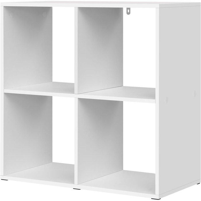 Книжкова полиця WOLTU, кубічна полиця з 4 відкритими відділеннями, маленька біла полиця, окремостояча полиця, полиця для файлів, офісна полиця, вітальня/кабінет, 60x60x29 см SK053ws 4 відділення (29Г x 60Ш x 60В см) білий