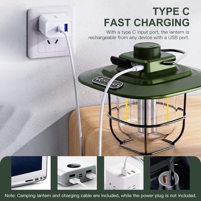 Вінтажний світлодіодний ліхтар для кемпінгу Lixada, водонепроникний, типу C, акумуляторний, для використання на вулиці, для походів, відключення електроенергії, аварійних виходів, для заднього двору, патіо, чорний