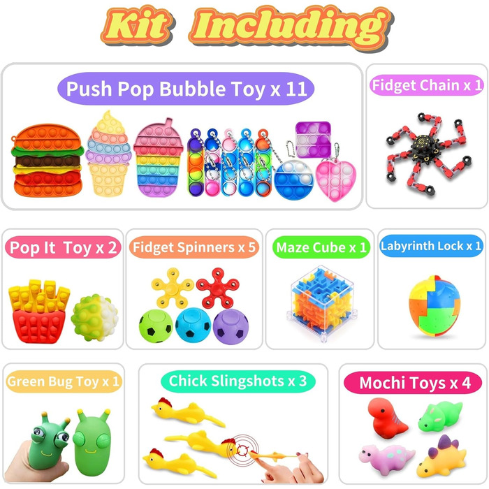 Антистресові іграшки, пальчикові іграшки для зняття тривоги, іграшки для зняття стресу для дітей та дорослих, набір антистресових