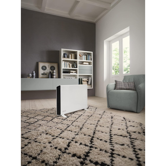 Тонкий вентилятор-обігрівач з потужністю нагріву 2000 Вт, функцією захисту від замерзання та варіантами транспортування, 39Longhi Slim Style HCX 3220 FTS