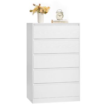 Комод VASAGLE з 5 шухлядами, комод, шафа з шухлядами, комод для білизни, для спальні, 40 x 60 x 97,4 см, колекція Modern Kailyn, білий LTS605WE01, 5 шухляд (60Ш см)