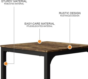 Обідній стіл Vicco Fyrk, чорний/рустикальний дуб, 70 x 70 см. Стіл чорного/рустикального дуба 70 см