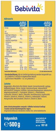 Молочна суміш Bebivita 2 для дітей віком від 6 місяців (4 x 500 г) з вітамінами C та D, Омега-3 (DHA), що насичує дитину відповідно до віку. Молочна суміш Bebivita 2 для дітей віком від 500 г (4 шт.)