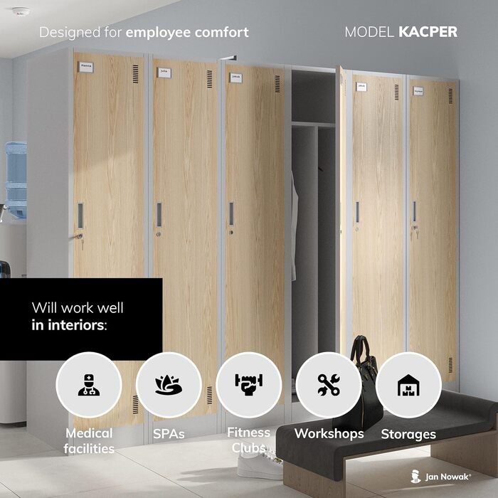 Шафа Jan Nowak, металева шафа, гардероб, шафа-шафа 2 відділення з вішалкою для одягу, роздільниками, вентиляційними отворами, 4 гачками для одягу на відділення 180 см x 80 см x 50 см Антрацит/Червоний Антрацит/Червоний 180 см x 80 см x 50 см