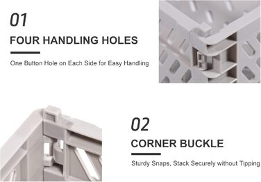 Набір складаних ящиків Bocguy з 4 предметів, міцні пластикові складні коробки, складні кошики для зберігання, штабелювані складні ящики для зберігання на кухні, в спальні, кабінеті, офісі, саду (30,5 * 20 см * 12 см) M - 30 * 20 * 12 см 4 кольори