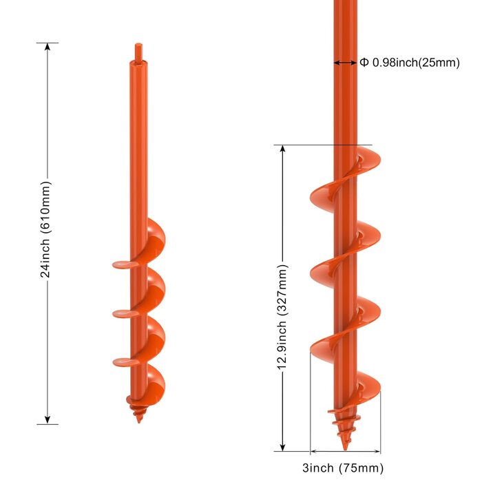 Садовий бурав для посадки рослин, 76 x 61 см, шнек для копання ям з самонарізним гвинтом, міцний садовий бурав 3 мм для посадки 7661см