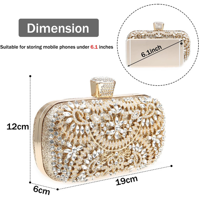 Жіночий клатч з блискучими стразами, блискуча вечірня сумка через плече для весіль, вечірок та випускних вечорів 26-золотий