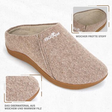 Ортопедичні капці ERGOfoot Felt для жінок та чоловіків, ортопедичні капці для підтримки склепіння стопи, повстяні капці для використання в приміщенні та на вулиці, розмір 39 EU, абрикосовий колір