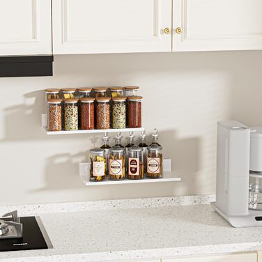 Біла настінна полиця, не потребує свердління, комплект з 2 шт. , сучасна металева плаваюча полиця, настінна полиця для ванної кімнати, декоративна клейка настінна полиця для вітальні, спальні, їдальні, офісу, біла 30 см, 30