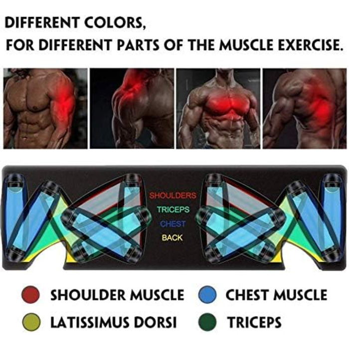 Дошка для віджимань 9 в 1 з ручками, кольорове кодування для домашніх тренувань, домашній фітнес-тренажер, нековзні ручки для віджимань, дошка для віджимань 9 в 1