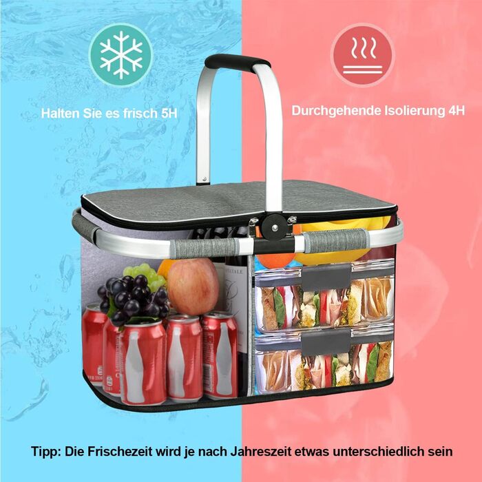 Сумка-холодильник LIQINGG 35 л Кошик для покупок Великий ізольований охолоджуючий кошик Сумка для обіду Термосумка для офісу Кемпі