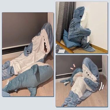 Ковдра з акулою для дорослих - ковдра з акулою, яку можна носити, затишна фланелева ковдра з акулою, затишна піжама, один розмір, худі з акулою - супер м&39яка та затишна