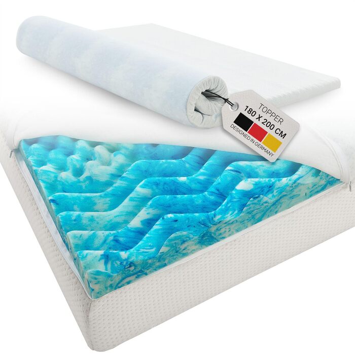 Наматрацник Juskys 180x200 см з піни з ефектом пам&39яті, 7 зон, ортопедичний та повітропроникний, висота 7 см, H2 - H3, чохол можна прати, наматрацник, наматрацник 180 x 200 см