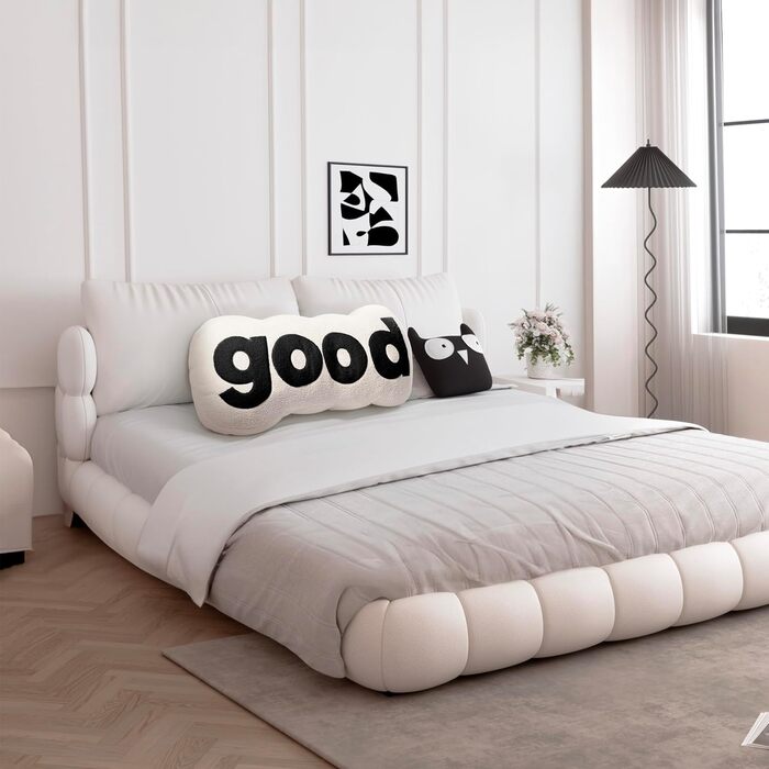 Подушка для спинки Johnear Good Alphabet, плюшева подушка з літерами, подушка для спинки ліжка, подушка для читання, подушка для спинки ліжка, ідеально підходить для читання, перегляду телевізора, відпочинку або як підтримка спини (біла)