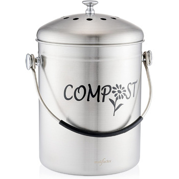 Компостний контейнер для кухні з нержавіючої сталі без запаху - контейнер для органічних відходів - з безкоштовними фільтрами з ак