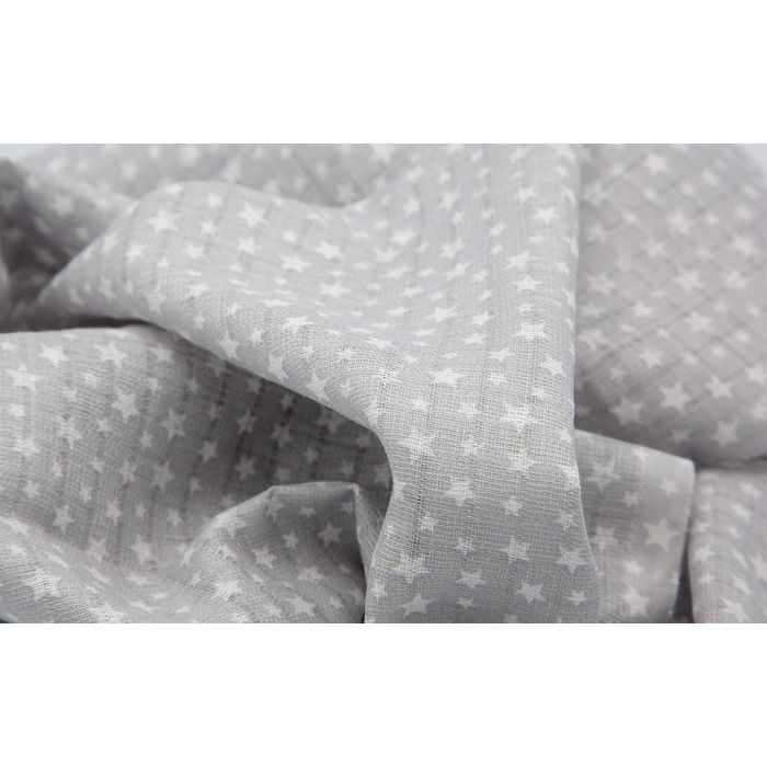 Муслінові серветки Clever Kids упаковка 5 лисичка світло-сіра та зірочки Oeko-TEX подвійне плетіння 70x80 серветки для відрижки (л