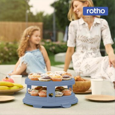 Контейнер для тортів Rotho Fresh високий з піддонами, харчовий пластик (PP) без BPA, рожевий, (35.5 x 34.5 x 26.0 см) Рожевий/Прозорий
