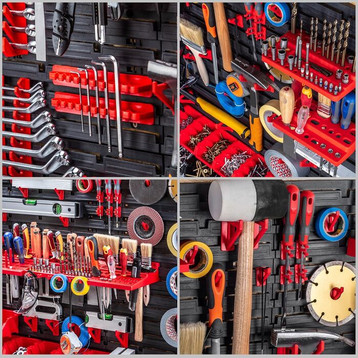 Настінний стелаж для майстерні KADAX, система зберігання 58x78 см, виготовлена з міцного пластику, стійкий до ультрафіолету, розширювані стінові панелі, стелаж для гаража (чорний, 50 шт. v2) 50 шт. v2 Чорний