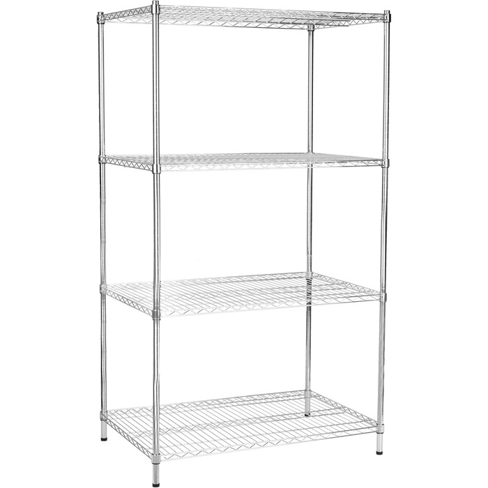 Кухонна полиця Floordirekt, дротяна полиця, металева полиця Вантажопідйомність приблизно 70 кг на полицю Багатофункціональна полиця для зберігання, полиця для ванної кімнати, складська полиця, полиця для підвалу Хромована (90x60x160 см 4 полиці) Everest 9