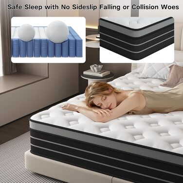 Матрац 90x200 см для пружинного ліжка, рівень жорсткості H3, підходить для дітей та дорослих, сертифікований Oeko-Tex, ергономічний 7-зонний матрац, висота 20 см, односпальний (90x200 см)