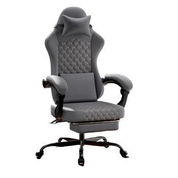 Ігрове крісло з масажем та підставкою для ніг - Ергономічне офісне крісло 150 кг - Ігрове крісло з 3D підлокітниками - Ергономічне офісне крісло для домашнього офісу та ігор (сіре)