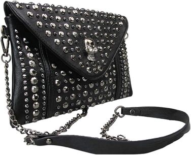 Чорна сумка-клатч Chikencall у готичному стилі з черепом та ланцюжком вінтажна шкіряна сумка через плече для жінок та чоловіків