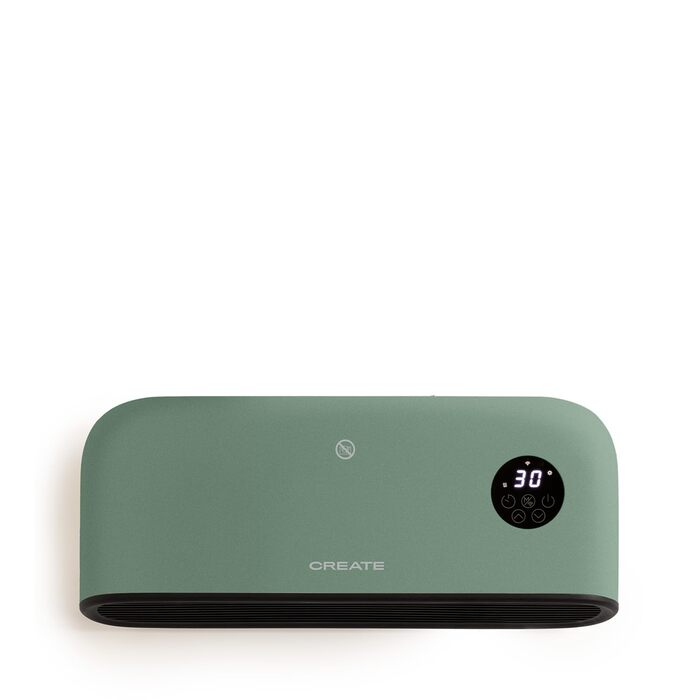 Настінне або підлогове опалення з Wi-Fi, шавлійно-зелений/Керування за допомогою застосунку, до 20 м, виявлення відкриття вікна, захист від нахилу, 3 режими, РК-дисплей, 2000 Вт