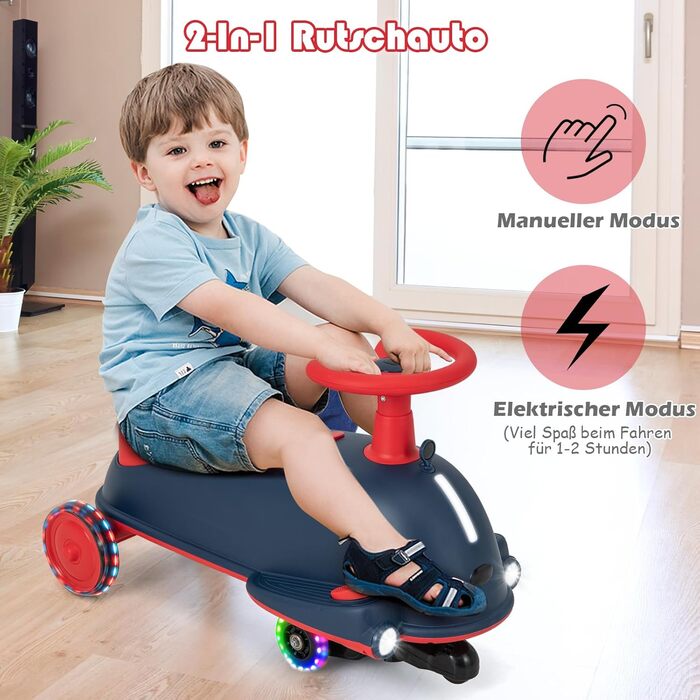 В 1 дитячий електромобіль та гірка у формі дельфіна, дитячий автомобіль з підсвічуванням коліс та передньою фарою, дитячий транспо