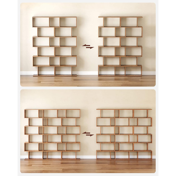 Книжкова полиця VASAGLE, 6-ярусна, 24 x 70 x 191,6 см, Окремостояча полиця, Офічна полиця, Декоративна полиця, Для демонстрації, Сучасна, Для Вітальні, Спальні, Офісу, Вінтажний Коричневий LBC61BX 6 Ярусів (70 x 24 x 191,6 см) Вінтажний Коричневий