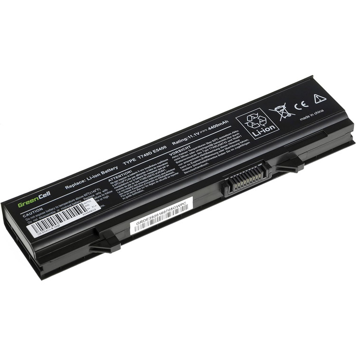 Акумулятор для ноутбука Green Cell KM668 KM742 KM752 KM760 для Dell E5400 E5400N E5410 E5500 E5510 PP32LA PP32LB (6 елементів, 4400 мАг, 10.8-11.1 В, чорний) Стандартний - Green Cell елементи 4400 мАг